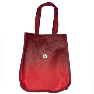 Lululemon Reusable Bag small plastic tote recycled plastic red with lulu logo